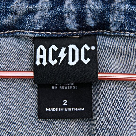 Torrid AC/DC Stud Distressed Denim Jacket Blue White Women Plus Size 2 - Picture 14 of 15